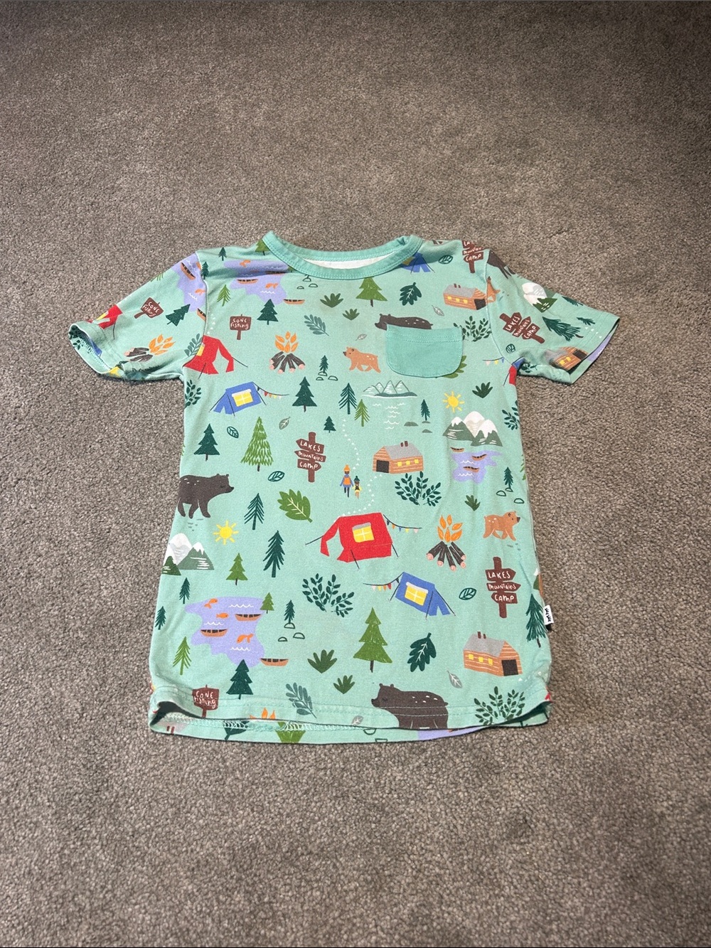 Little Sleepies Mint Green Camping Print Short Sleeve Tee